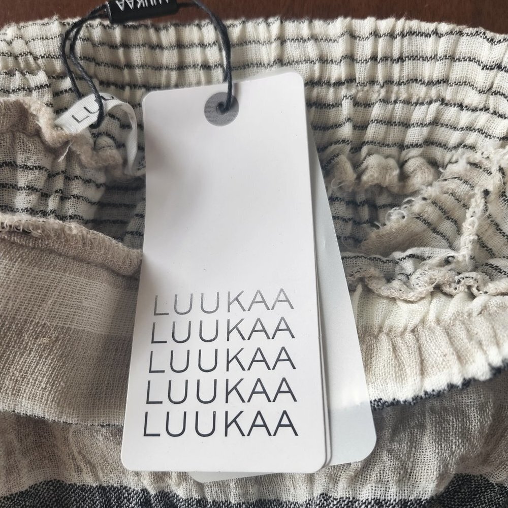 Luukaa Grace Tan, Grey and White Midi Linen Skirt Sz 10 - Picture 10 of 11